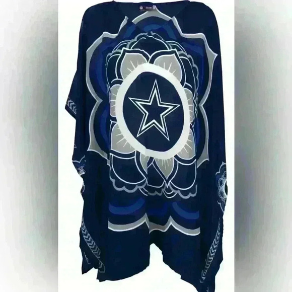 Women’s NFL Sheer Caftan - Floral Design, Dallas Cowboys Game Day Chic - Picture 1 of 4